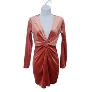 H&M Divided Pink Velvet Mini Dress – Long Sleeve, Size Small, NWT